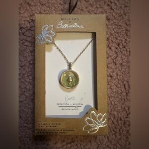 NIB Bella Uno Bellissima Earth Genuine Quartz 14k Gold Dipped 16”+3” Extender